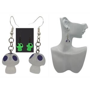 Glow in the Dark Mushroom Earrings Purple – Rave Festival Gamer Style